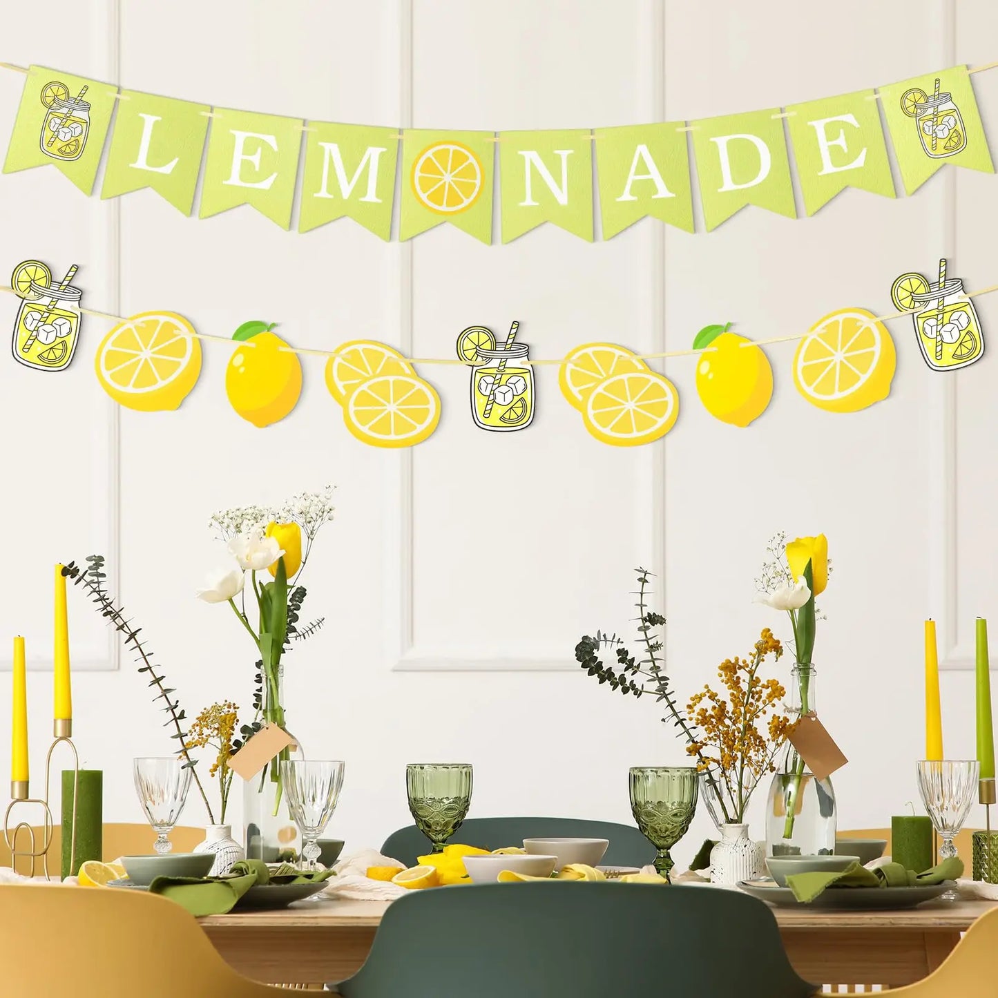 Summer Lemonade Party Supplies Decor Lemon Garland Sign DIY Lemonade Stand Banner for Refreshing Lemon Stand Decorations