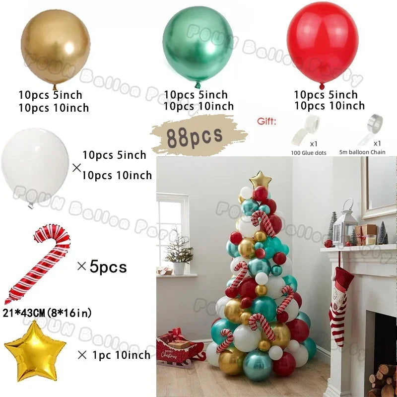 Christmas Decorations Christmas Balloon Garland Arch Kit Candy Cane Star Foil Baloon Birthday Party Christmas Tree New Year Gift