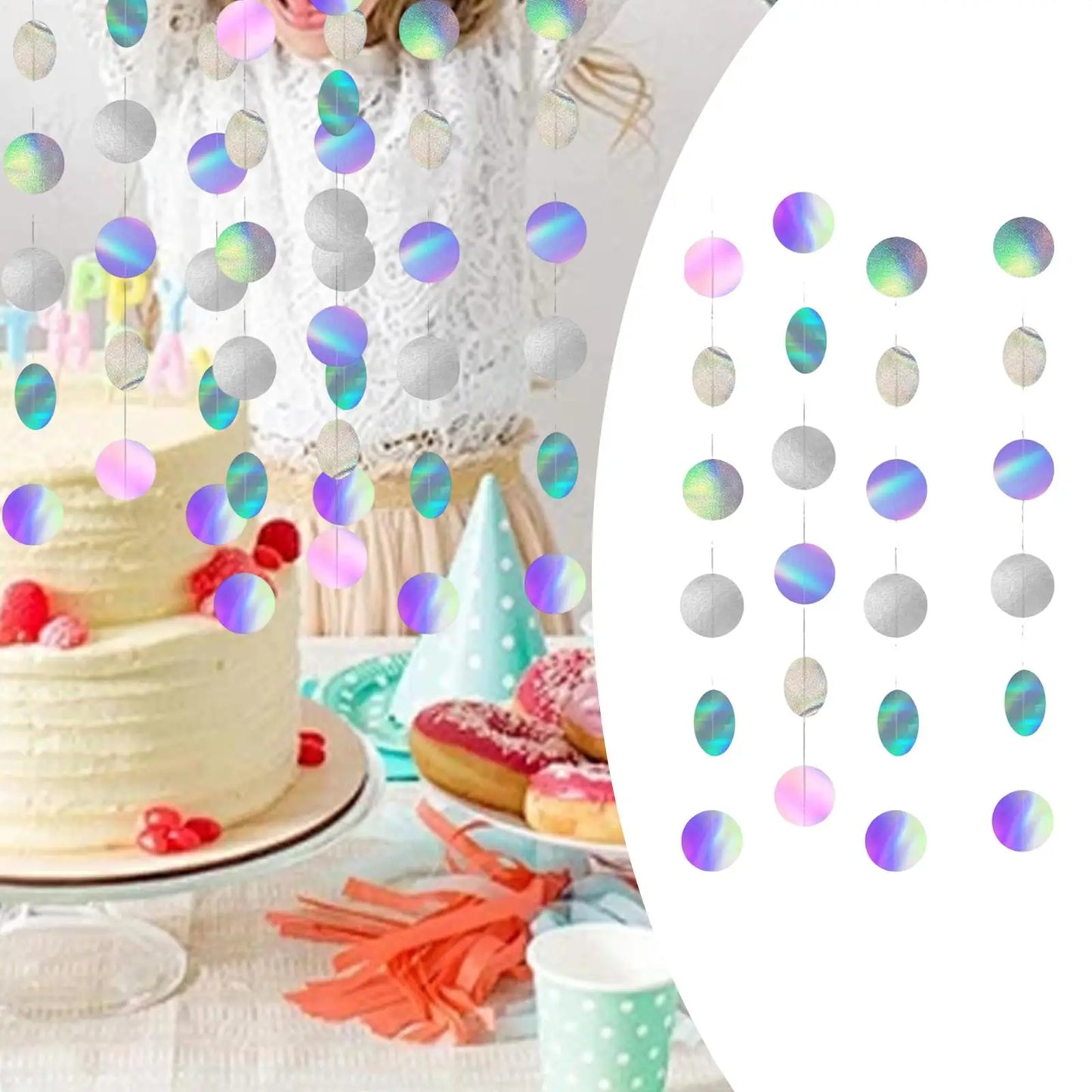 4Pcs Colourful Glitter Paper Garlands Party Decorations 4M Ball Streamer for New Year Festival Wedding Baby Shower Graduation