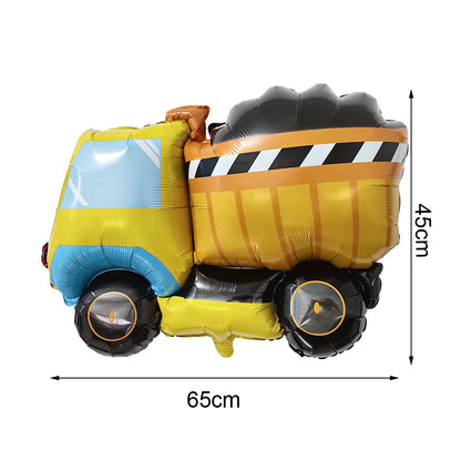 Construction Truck Balloons Excavator Cement Truck Forklift Crane Foil Balloon Kid Boys Birthday Party Construction Theme Decors