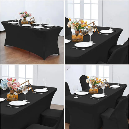Spandex Tablecloth Tight Fitted Washable and Wrinkle Resistant Stretch Rectangular Patio Table Cover for Event Wedding Parties