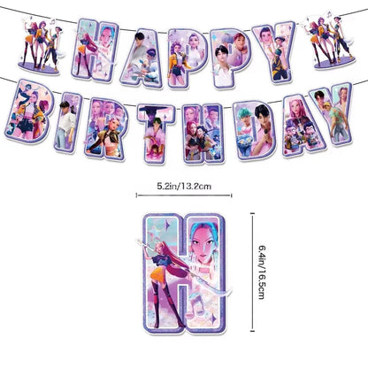 Demon Hunters Party Decoration Set Balloons Banner for Birthday Party Korean Kpop Anime Party Pulling Outdoor Picnic Supplies