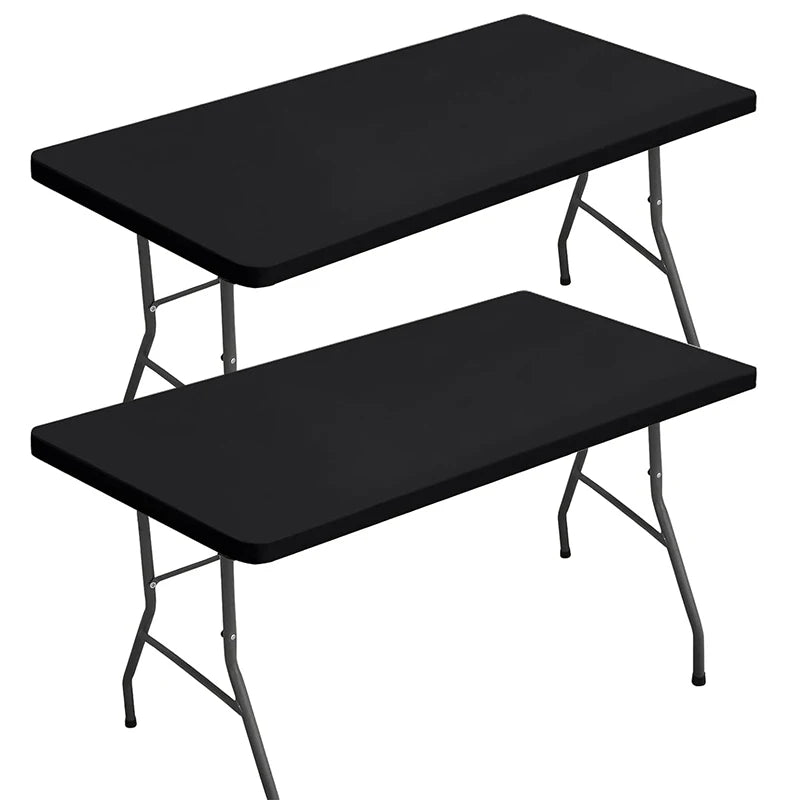 LMETJMA Rectangle Tablecloth Elastic Fitted Tablecloths for 6 Ft Tables Washable Folding Polyester Table Cover JT898