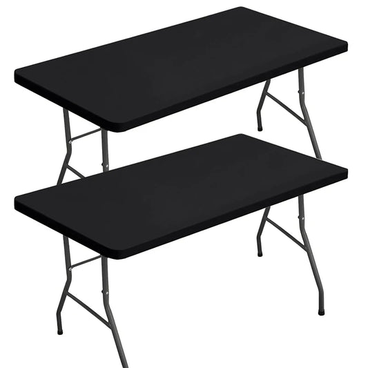 LMETJMA Rectangle Tablecloth Elastic Fitted Tablecloths for 6 Ft Tables Washable Folding Polyester Table Cover JT898