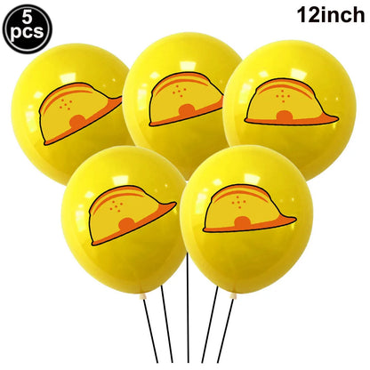 Construction Truck Balloons Excavator Cement Truck Forklift Crane Foil Balloon Kid Boys Birthday Party Construction Theme Decors