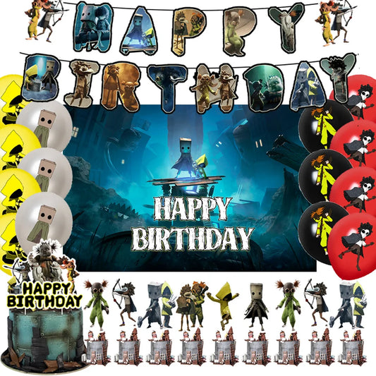 Game L-Little Nightmaresd 3 Birthday Party Decorations Balloons Banner Cake Topper Anime Backdrop Halloween Decor Kids Gifts
