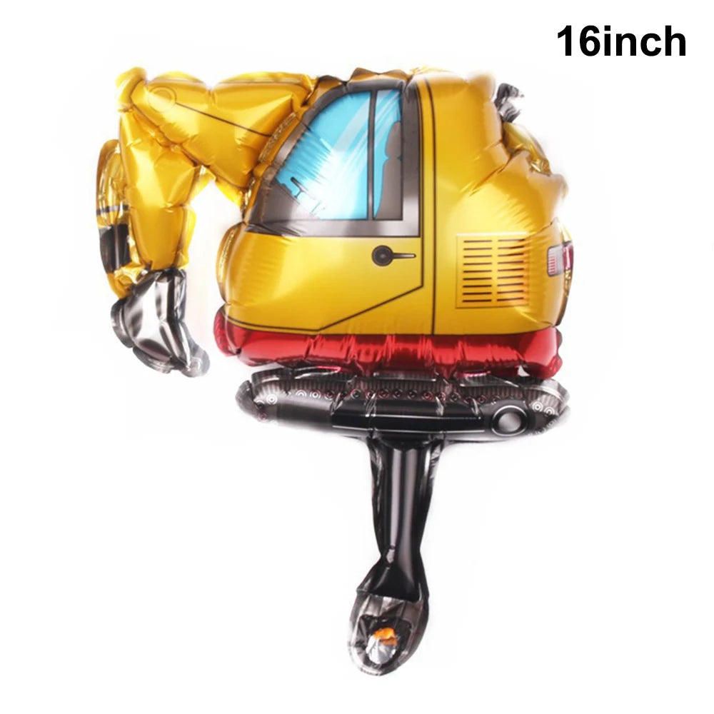 Construction Truck Balloons Excavator Cement Truck Forklift Crane Foil Balloon Kid Boys Birthday Party Construction Theme Decors