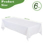 6Pcs White Tablecloth Rectangle Table Cloth Stain and Wrinkle Resistant Washable Polyester Table Cover for Dining Table Decor