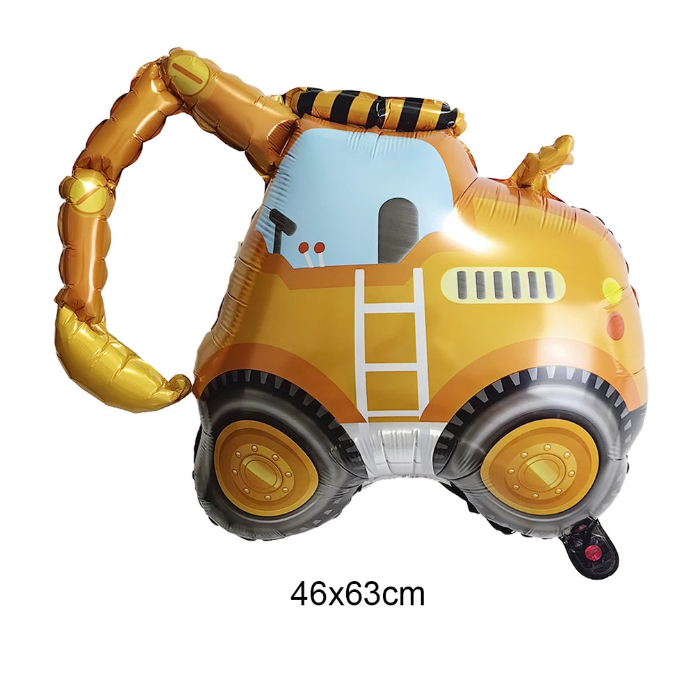 Construction Truck Balloons Excavator Cement Truck Forklift Crane Foil Balloon Kid Boys Birthday Party Construction Theme Decors