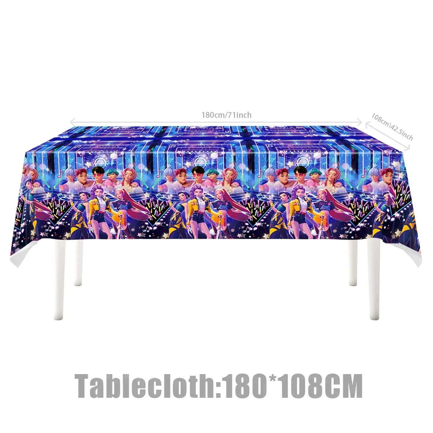Demon Hunters Tablecloth Birthday Party Decoration KPop Anime Disposable Table Cover Baby Shower Kids Toy Gift Party Supplies