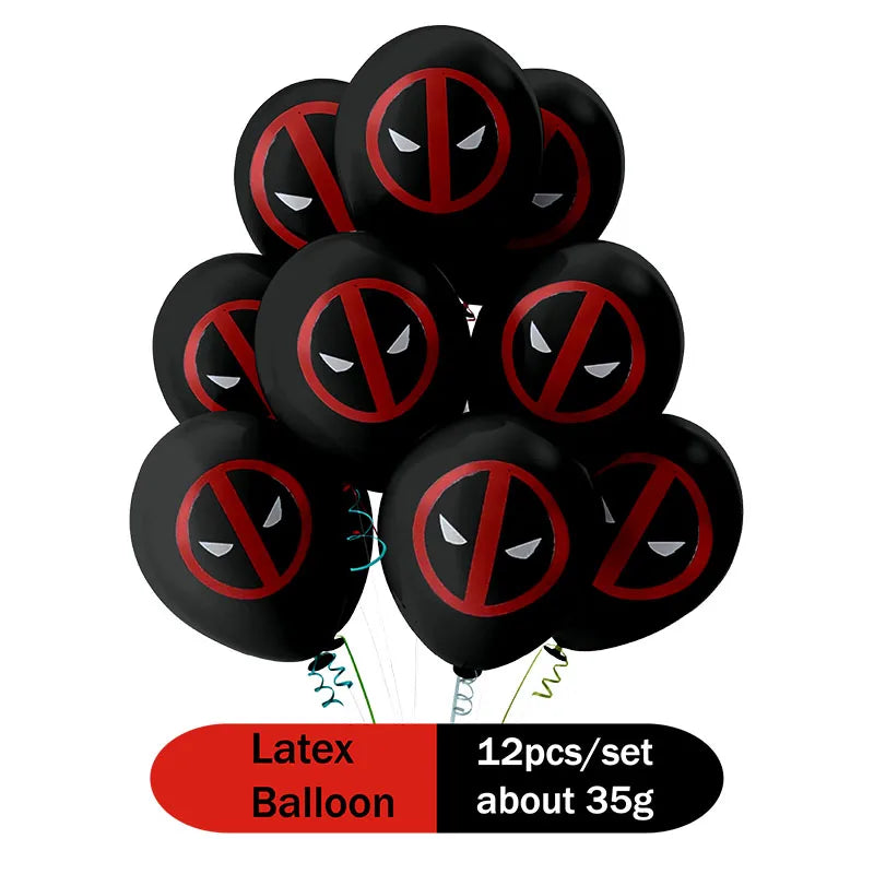 DEADPOOL Birthday Party Decorations Disposable Tableware Cake Topper Flag Kids Anniversaire Party Baby Shower Cake Kids Favors