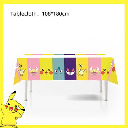 Pokemon Birthday Party Decoration Pikachu Balloons Disposable Tableware Cup Napkin Plate Tablecloth Baby Shower Cake Topper Flag