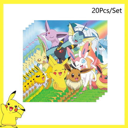 Pokemon Birthday Party Decoration Pikachu Balloons Disposable Tableware Cup Napkin Plate Tablecloth Baby Shower Cake Topper Flag