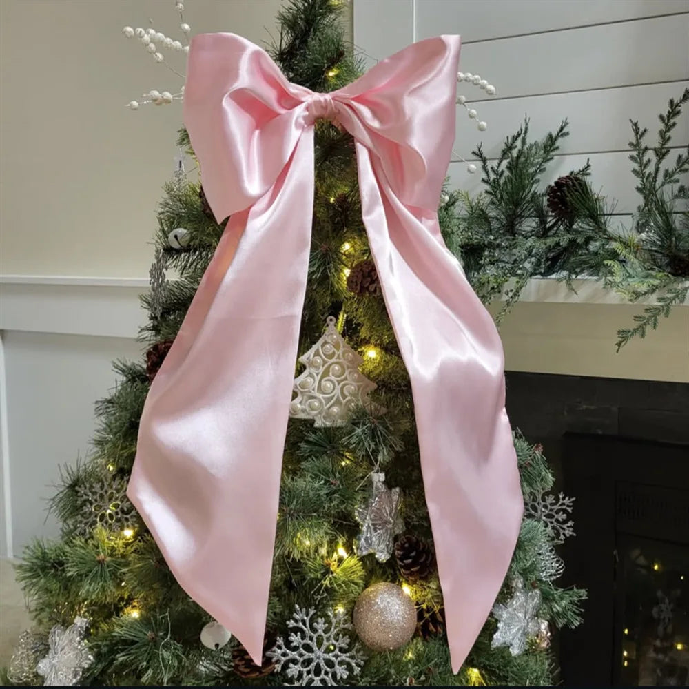Large Bow Themed Party Decorations Christmas Tree Topper Bow Ribbon for Christmas Wedding Birthday Party Wall Pendant Decor