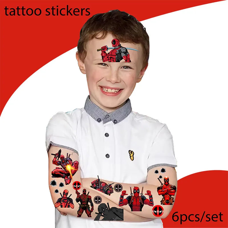 DEADPOOL Birthday Party Decorations Disposable Tableware Cake Topper Flag Kids Anniversaire Party Baby Shower Cake Kids Favors