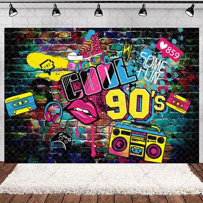 90’S Disco Party Decorations Back To 90s Backdrop Women Men Friend Birthday Music Party Disposable Tableware Balloon CakeTopper
