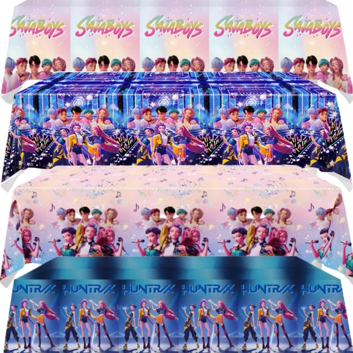 Demon Hunters Tablecloth Birthday Party Decoration KPop Anime Disposable Table Cover Baby Shower Kids Toy Gift Party Supplies