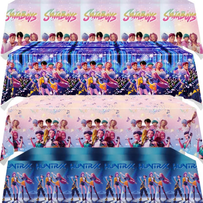 Demon Hunters Tablecloth Birthday Party Decoration KPop Anime Disposable Table Cover Baby Shower Kids Toy Gift Party Supplies