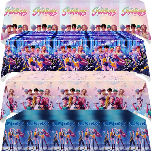 Demon Hunters Tablecloth Birthday Party Decoration KPop Anime Disposable Table Cover Baby Shower Kids Toy Gift Party Supplies