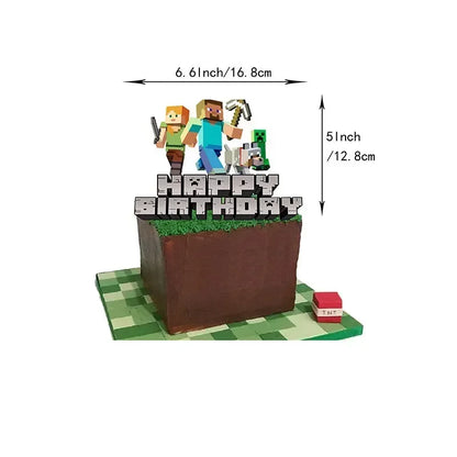 Party Decoration Game Theme Birthday Disposable Banner Hanging Balloon Cake Noodles Tableware Festival Decor Anime Accessories