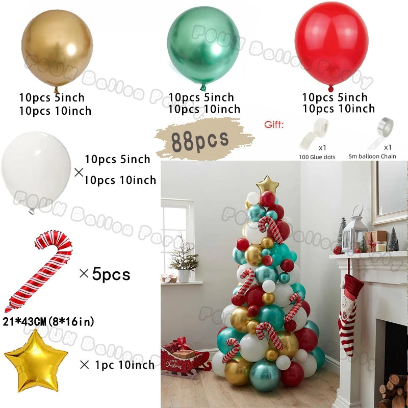 Christmas Decorations Christmas Balloon Garland Arch Kit Candy Cane Star Foil Baloon Birthday Party Christmas Tree New Year Gift
