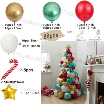 Christmas Decorations Christmas Balloon Garland Arch Kit Candy Cane Star Foil Baloon Birthday Party Christmas Tree New Year Gift