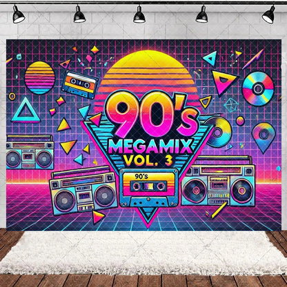 90’S Disco Party Decorations Back To 90s Backdrop Women Men Friend Birthday Music Party Disposable Tableware Balloon CakeTopper