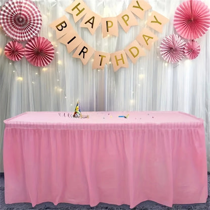 2pcs Tablecloth Set Disposable Solid Color Table Cover Table Skirts Rectangular Paper Table Covers With Long Skirting For Party