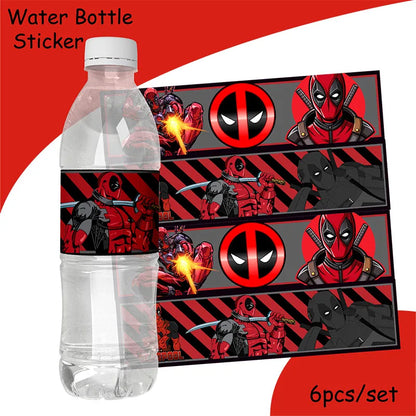 DEADPOOL Birthday Party Decorations Disposable Tableware Cake Topper Flag Kids Anniversaire Party Baby Shower Cake Kids Favors