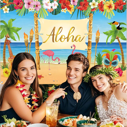 Hawaiian Party Decorations Artificial Flower Garland Summer Tropical Aloha Hawaii Party Supplies Wedding Birthday Flamingo Decor