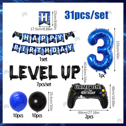 31pcs video game birthday party decorations set for ages 1-18 video game player themed birthday party decorations