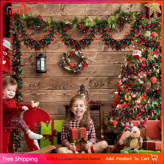 2M Merry Christmas Decorations Strip Ribbon Christmas Tree Ornament Bears Gingerbread People Snowmen New Year Supplies Red Green