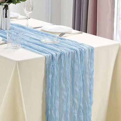 10Pcs Cheesecloth Table Runner Boho Gauze Table Runner 40x270cm Romantic Table Runner for Wedding Bridal Shower Birthday Party