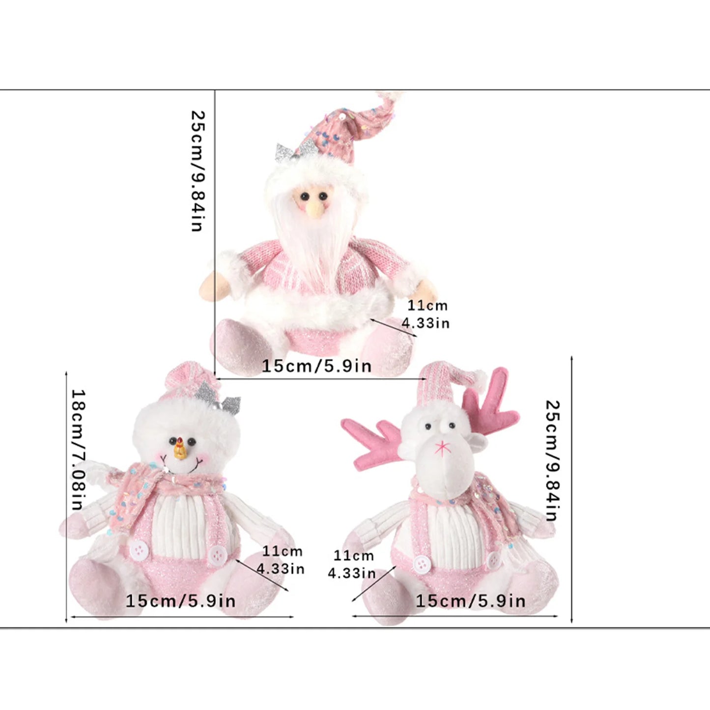 Christmas Decorations Sitting Sequined Cartoon Doll Pink Christmas Series Pendant Christmas Party Scene Dress Up Kids Gifts