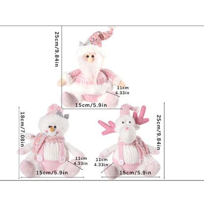 Christmas Decorations Sitting Sequined Cartoon Doll Pink Christmas Series Pendant Christmas Party Scene Dress Up Kids Gifts