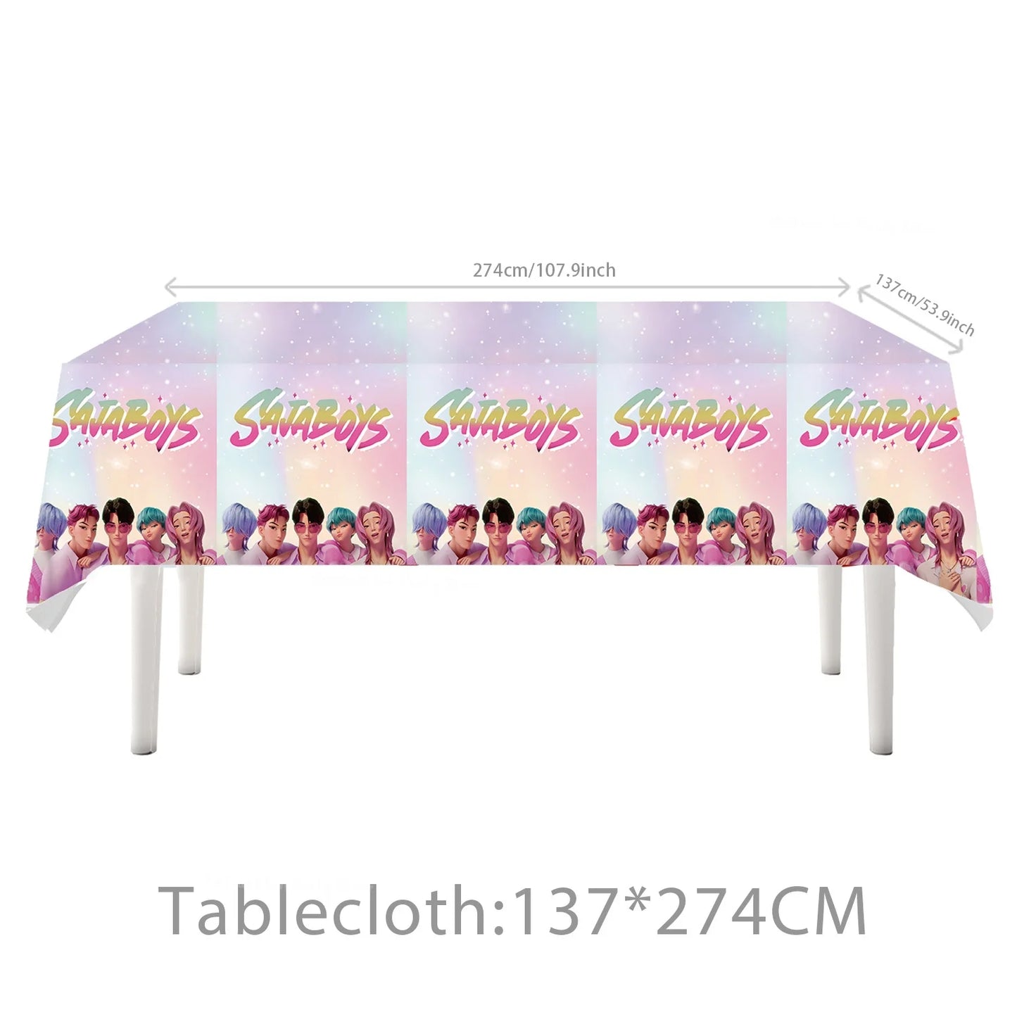 Demon Hunters Tablecloth Birthday Party Decoration KPop Anime Disposable Table Cover Baby Shower Kids Toy Gift Party Supplies