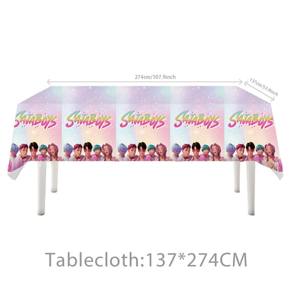 Demon Hunters Tablecloth Birthday Party Decoration KPop Anime Disposable Table Cover Baby Shower Kids Toy Gift Party Supplies
