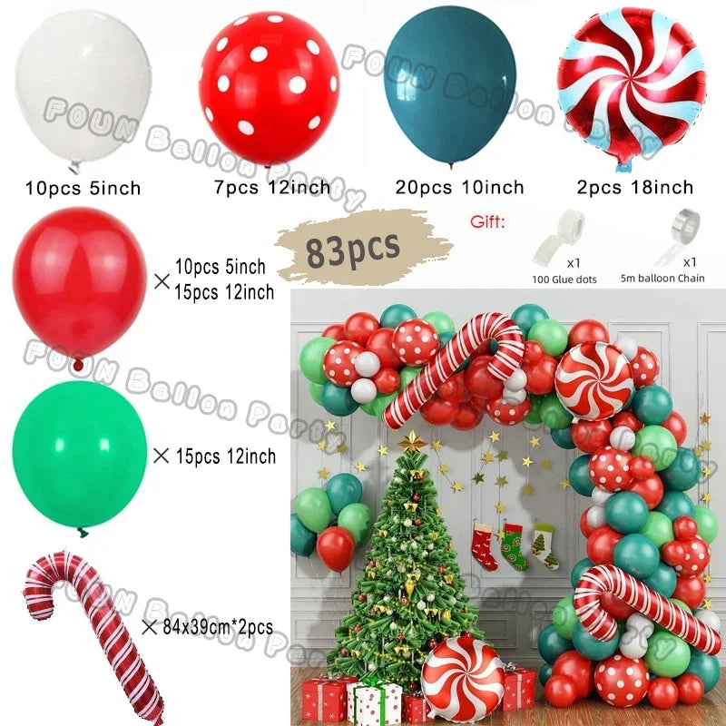Christmas Decorations Christmas Balloon Garland Arch Kit Candy Cane Star Foil Baloon Birthday Party Christmas Tree New Year Gift