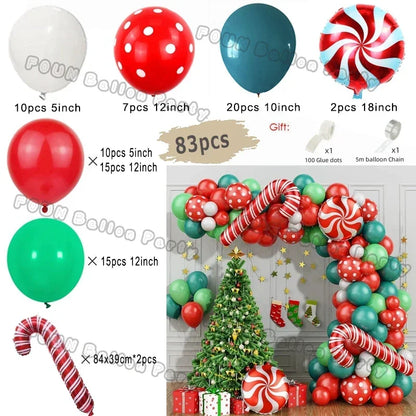 Christmas Decorations Christmas Balloon Garland Arch Kit Candy Cane Star Foil Baloon Birthday Party Christmas Tree New Year Gift