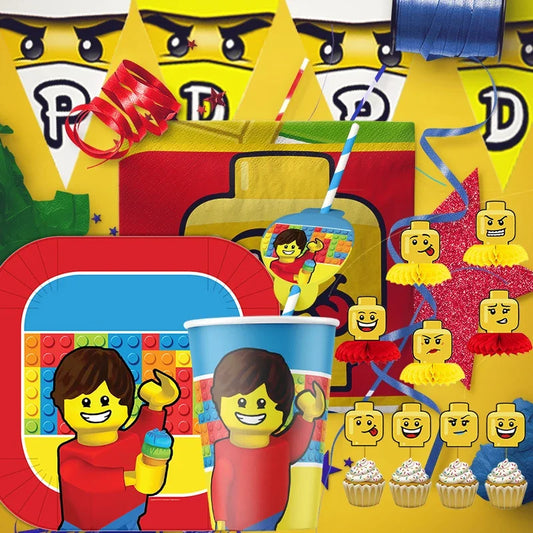 Theme Birthday Party Decorations Cake Topper Birthday CUP PLATE Straw Swirls Stickers  KidsParty Supplies Decor