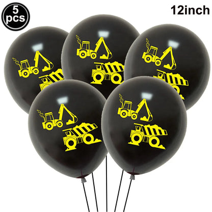 Construction Truck Balloons Excavator Cement Truck Forklift Crane Foil Balloon Kid Boys Birthday Party Construction Theme Decors
