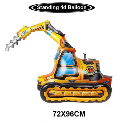Construction Truck Balloons Excavator Cement Truck Forklift Crane Foil Balloon Kid Boys Birthday Party Construction Theme Decors