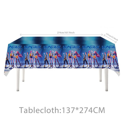 Demon Hunters Tablecloth Birthday Party Decoration KPop Anime Disposable Table Cover Baby Shower Kids Toy Gift Party Supplies
