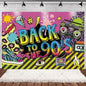 90’S Disco Party Decorations Back To 90s Backdrop Women Men Friend Birthday Music Party Disposable Tableware Balloon CakeTopper