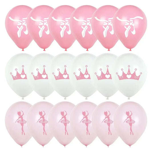 18pcs Ballet Theme Balloons,Ballerina Birthday Party Decorations,Pink White Balloons,Girl Princess Birthday Party Decorations