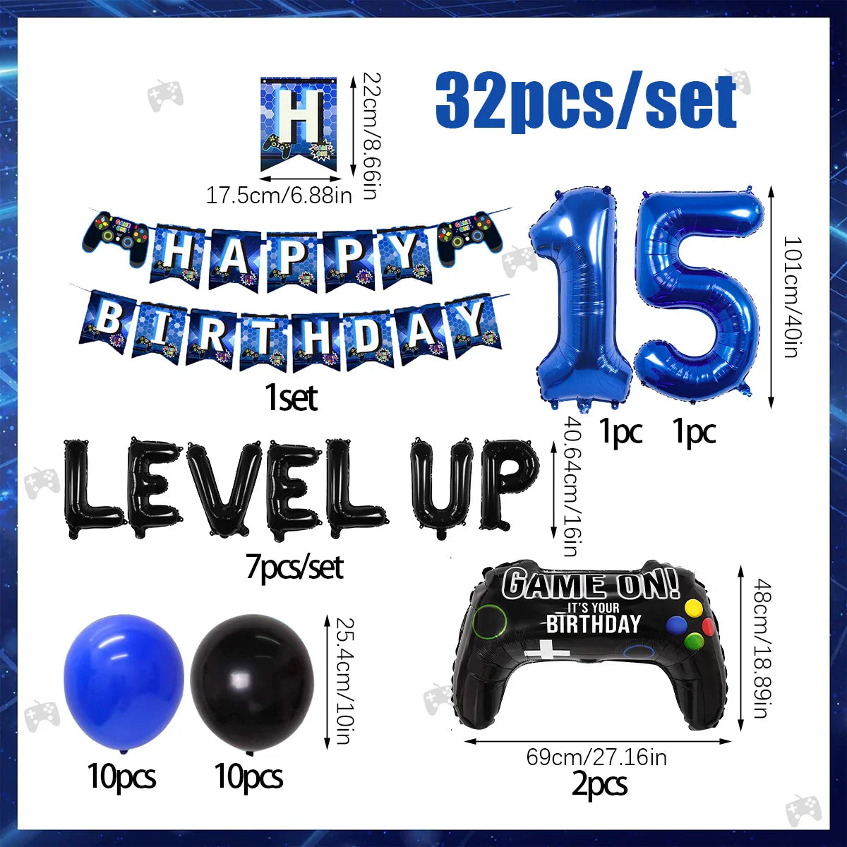 31pcs video game birthday party decorations set for ages 1-18 video game player themed birthday party decorations