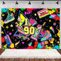 90’S Disco Party Decorations Back To 90s Backdrop Women Men Friend Birthday Music Party Disposable Tableware Balloon CakeTopper