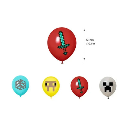 Party Decoration Game Theme Birthday Disposable Banner Hanging Balloon Cake Noodles Tableware Festival Decor Anime Accessories