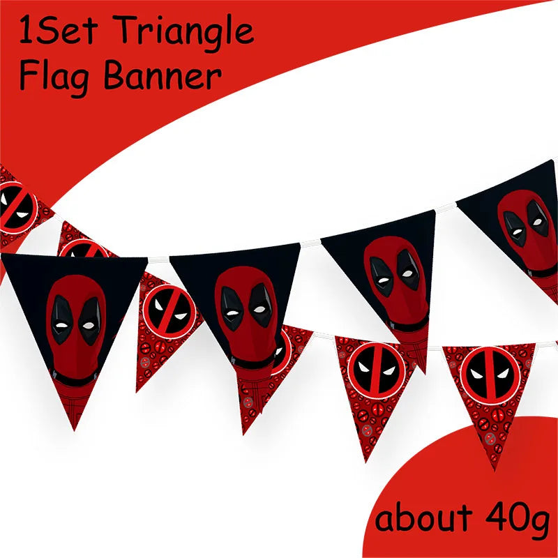 DEADPOOL Birthday Party Decorations Disposable Tableware Cake Topper Flag Kids Anniversaire Party Baby Shower Cake Kids Favors