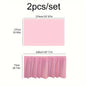 2pcs Tablecloth Set Disposable Solid Color Table Cover Table Skirts Rectangular Paper Table Covers With Long Skirting For Party